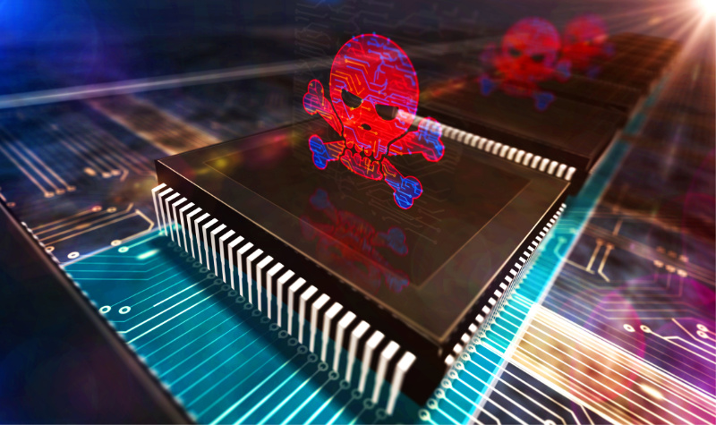 Cybersecurity with skull